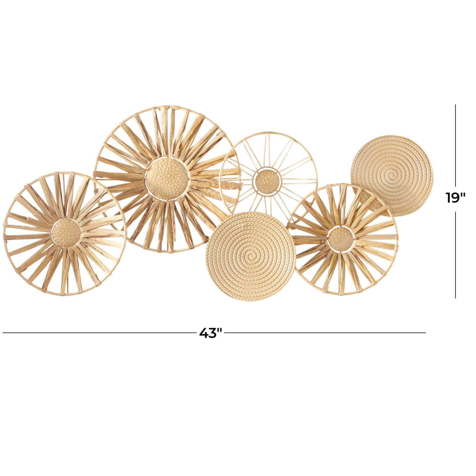 Brown Metal Plate Wall Decor with Textured Pattern 43" x 2" x 19"
